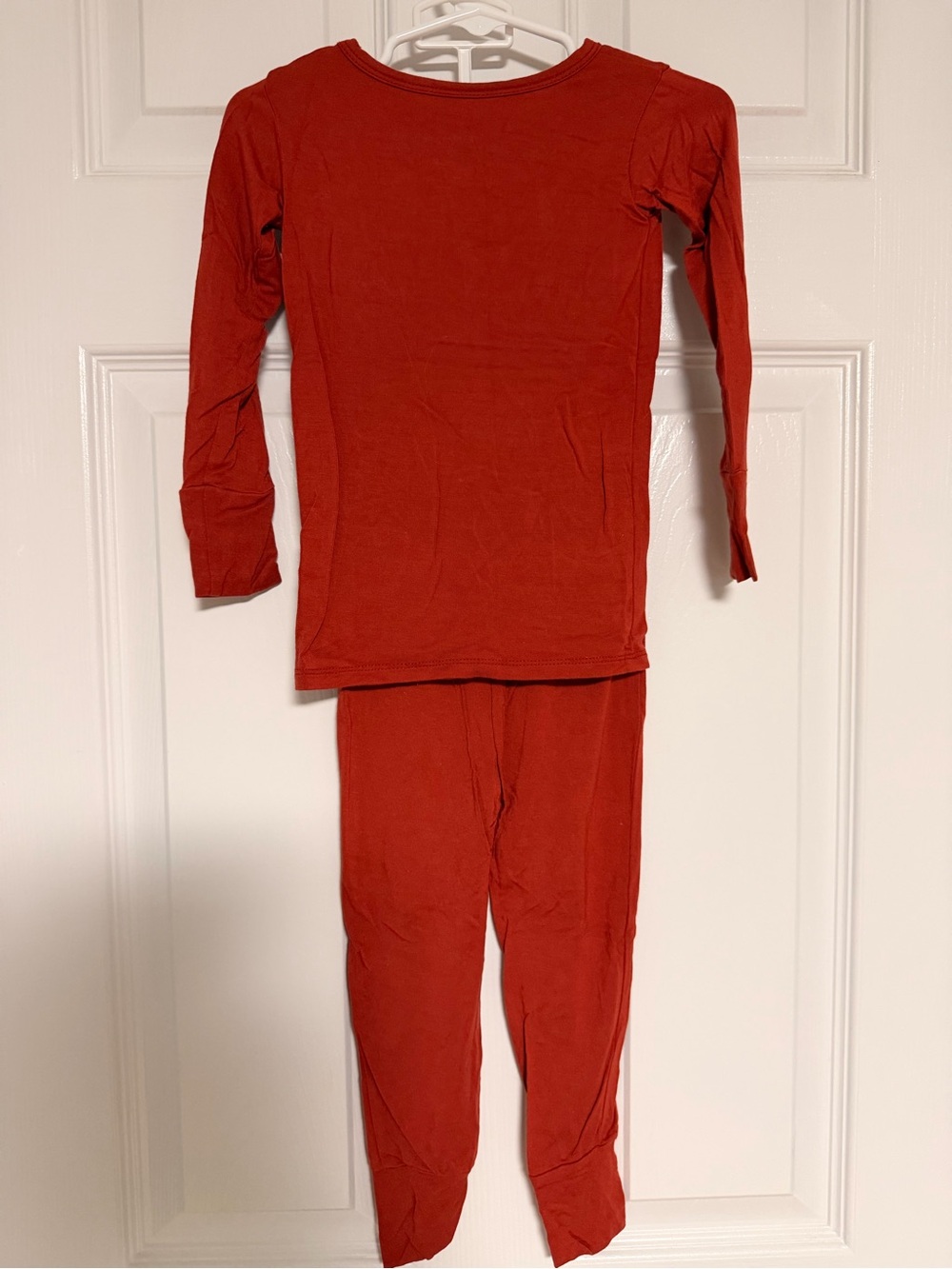 Long Sleeve Rust Red Pajama Set - Classic Solid Bamboo Sleepwear